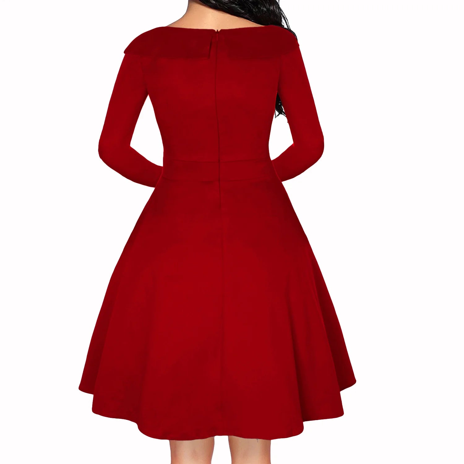 Robe Vintage Rockabilly À Pois — Taille Haute Manches Longues Swing