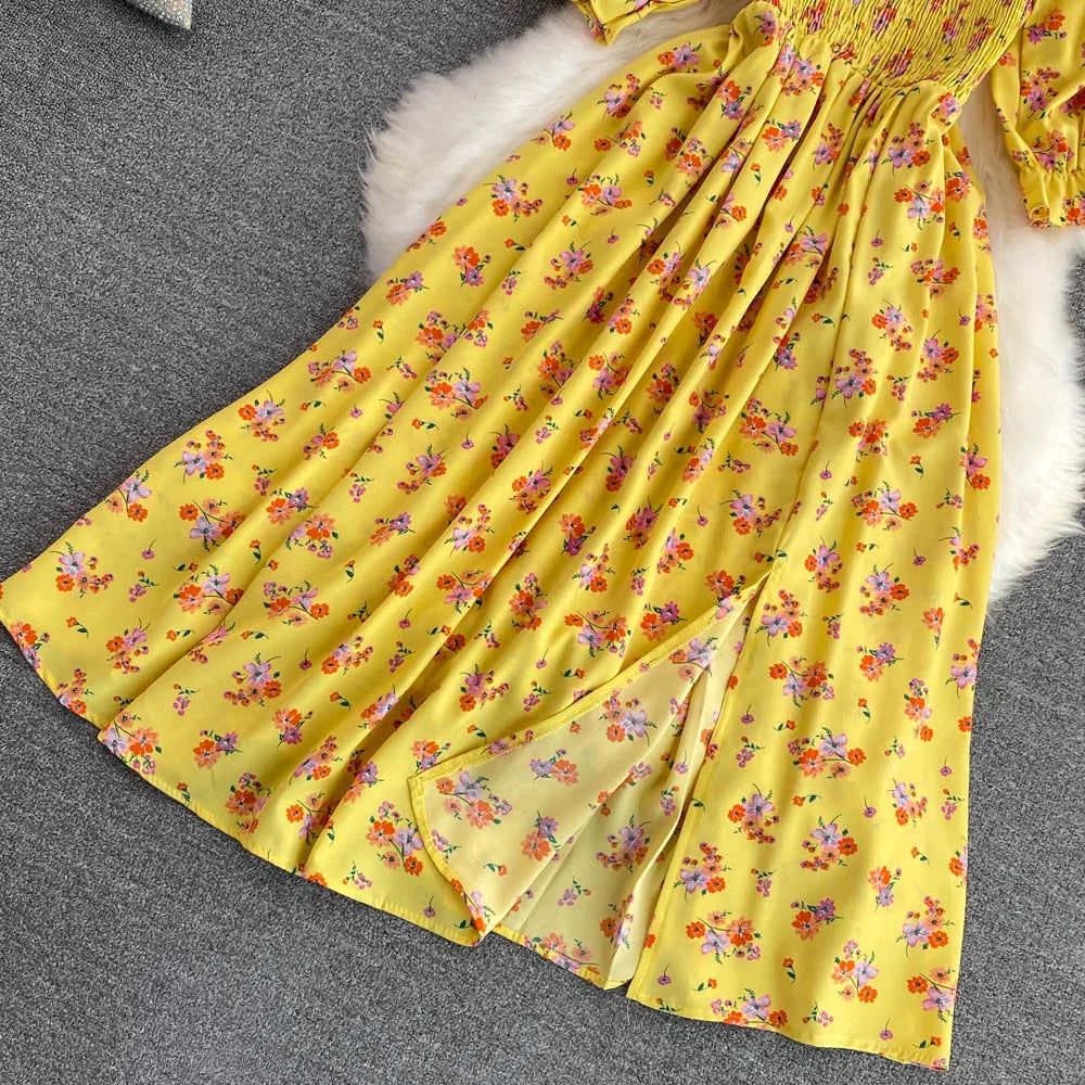 Robe Longue Bohémienne À Volants — Imprimé Floral Maxi Bustier Été