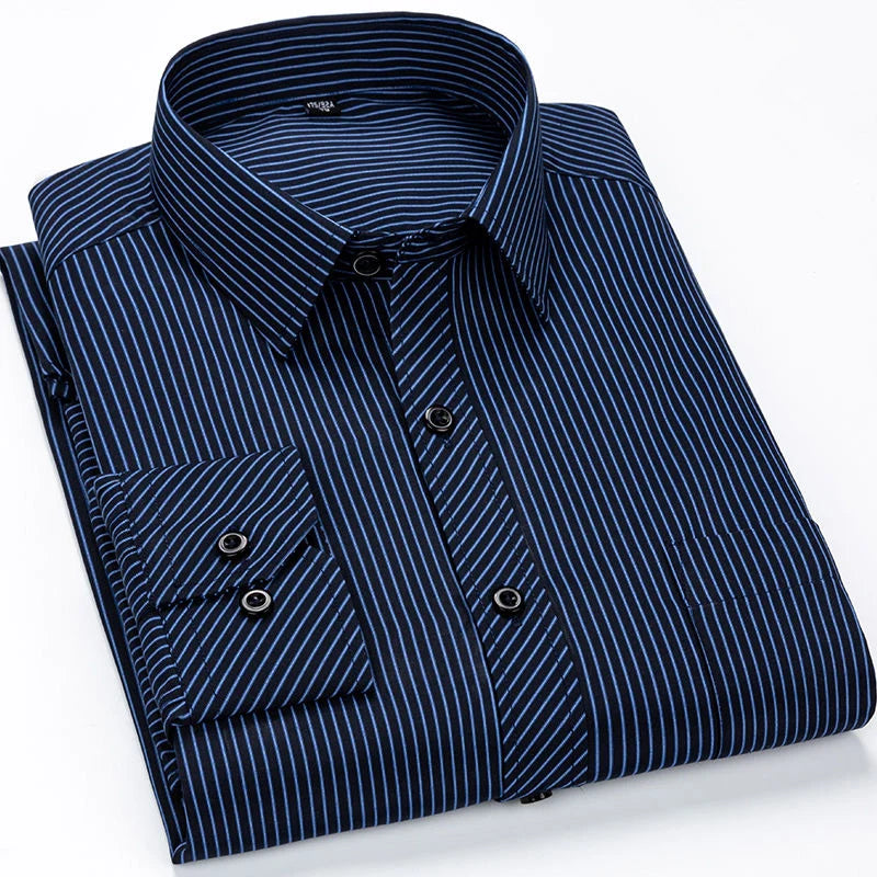 Chemise Oversize Homme 9XL — Rayures Business Casual Manches Longues Slim Fit