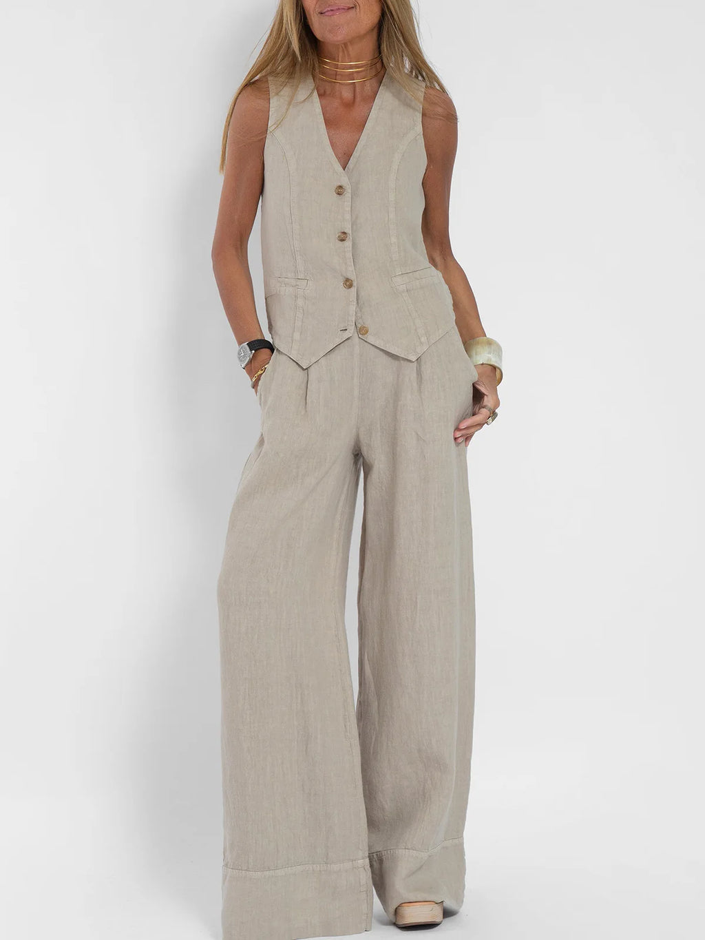 Ensemble Femme Sans Manches & Pantalon — Tenue Casual Elégante Printemps/Été 2024