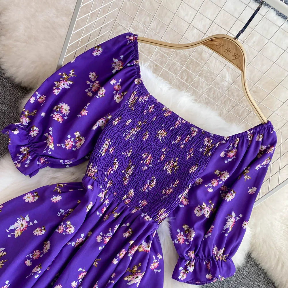 Robe Longue Bohémienne À Volants — Imprimé Floral Maxi Bustier Été