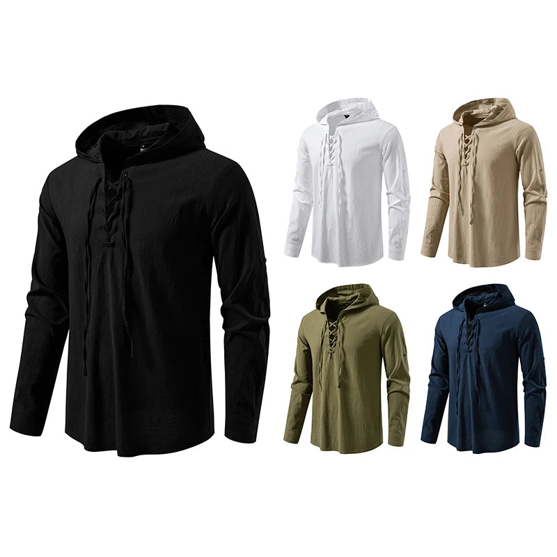 Chemise Homme à Capuche – Manches Longues Style Décontracté