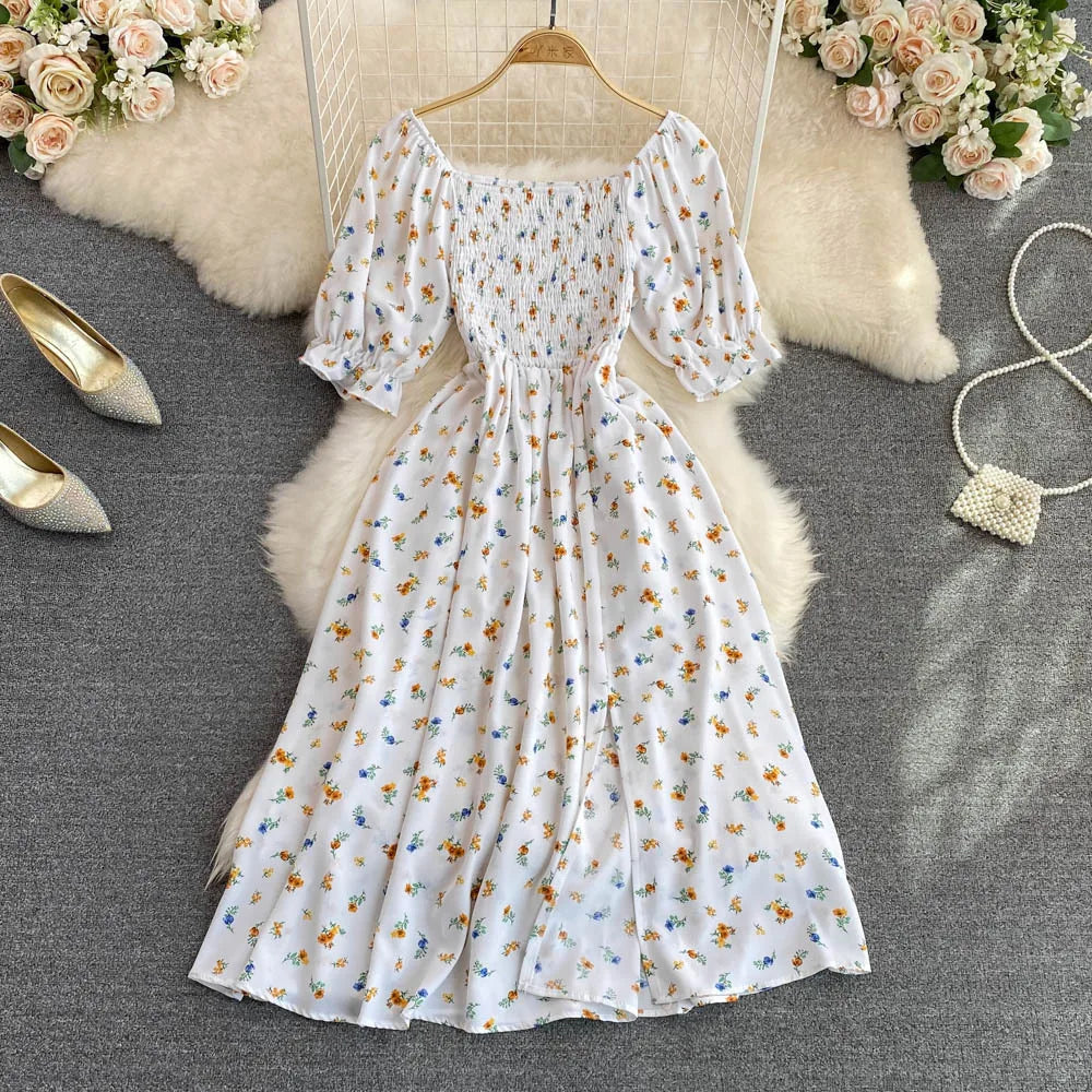 Robe Longue Bohémienne À Volants — Imprimé Floral Maxi Bustier Été