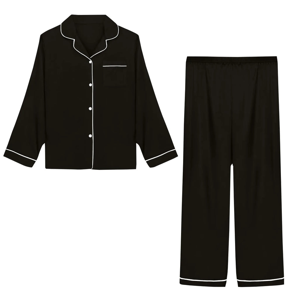 Women Pijama Sets Sleepwear Long-sleeve Cardigan Set Women Pajamas Sets Sexy Silk Polyester Female Pyjamas Home Clothing