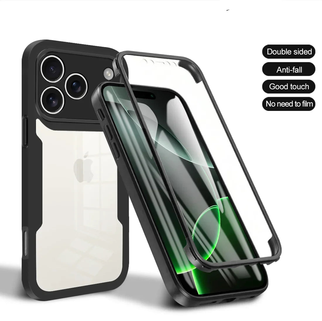 Coque 360° transparente iPhone Pro Max – Protection complète souple avant/arrière