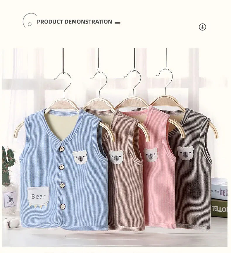 Gilet Enfant Velours Chaud — Veste Sans Manches Garçon & Fille