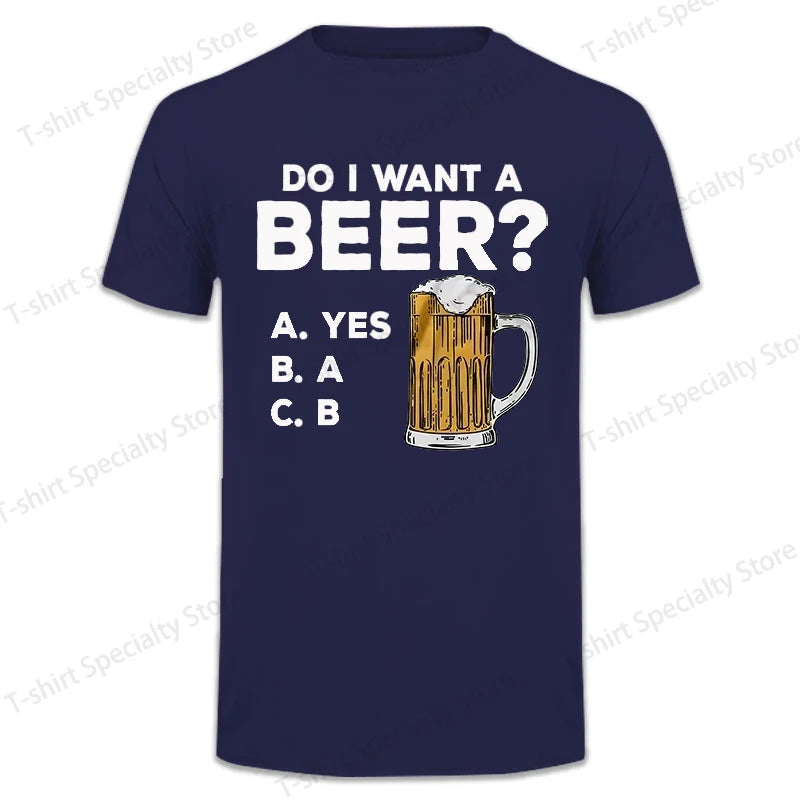 Oversized Mens T-shirts Summer Beer Print Tee Shirt Funny Beer Retro Cool Design Street Short Sleeve Top Beer Friday Men Clothes