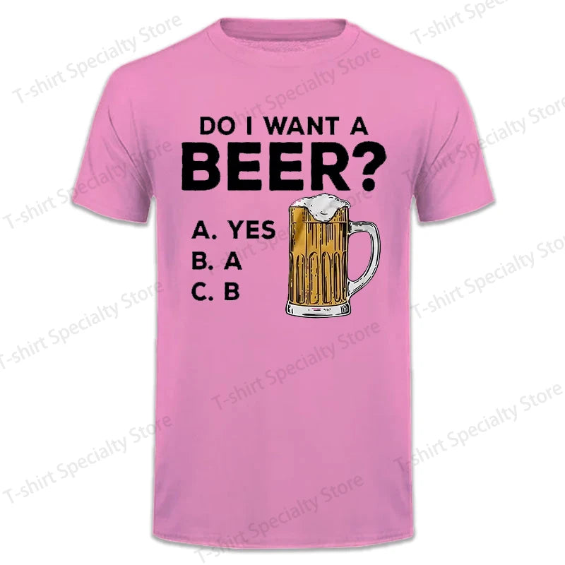 T-Shirt Oversize Homme Été — Imprimé Bière Rétro Streetwear Manches Courtes