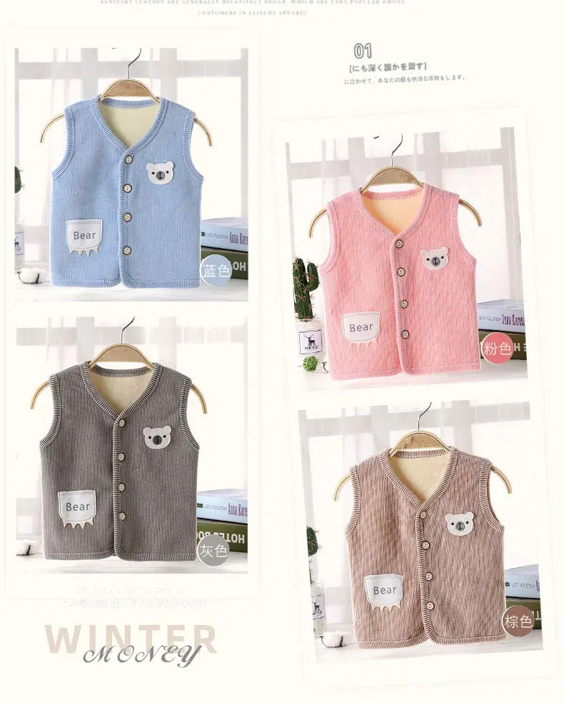 Gilet Enfant Velours Chaud — Veste Sans Manches Garçon & Fille