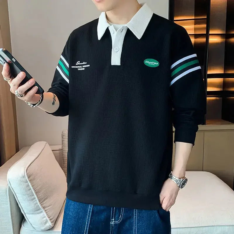 Sweatshirt Polo Oversize Homme — Style Y2K Harajuku Streetwear Baggy
