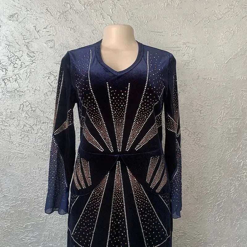 Robe Africaine Velours Soirée — Dashiki Diamants Kaftan Longue Dubai