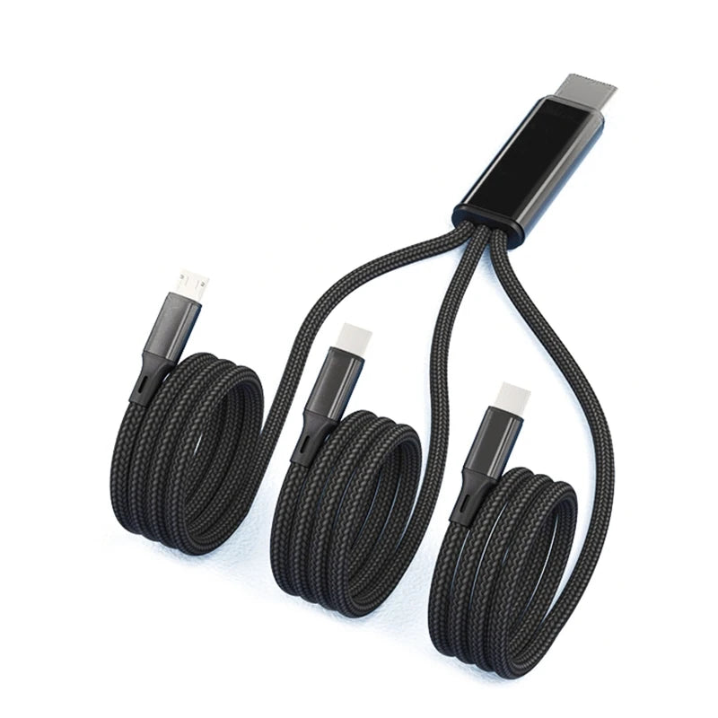 Câble Chargeur 3-en-1 Tressé USB-C Micro USB Lightning — Universel