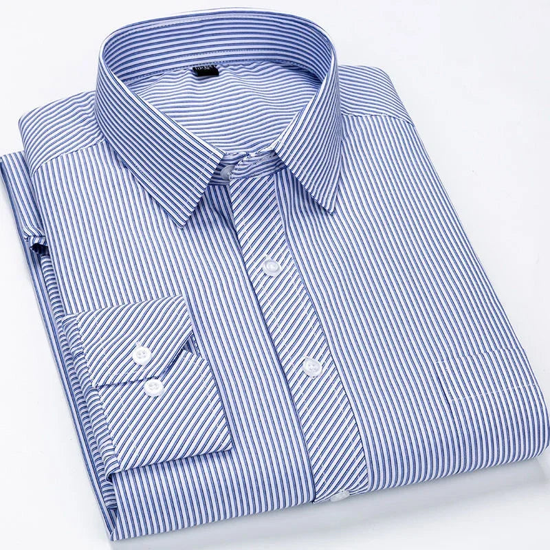 Chemise Oversize Homme 9XL — Rayures Business Casual Manches Longues Slim Fit