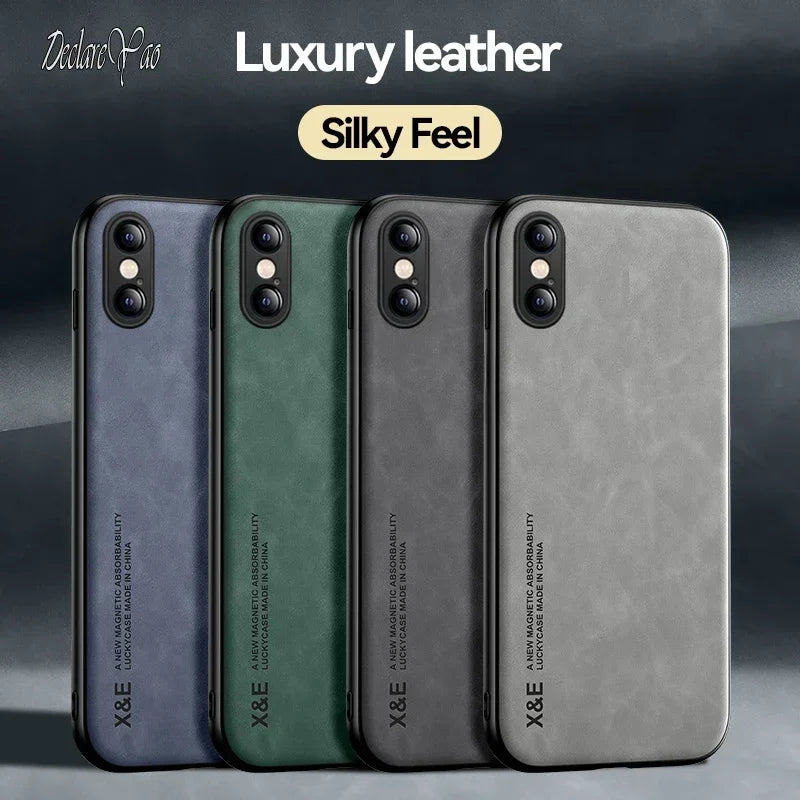 DECLAREYAO Original Luxury Light Slim Suede Leather Hard Coque For iPhone X Xs Max XR Phone Case Cover Shockproof Soft Frame
