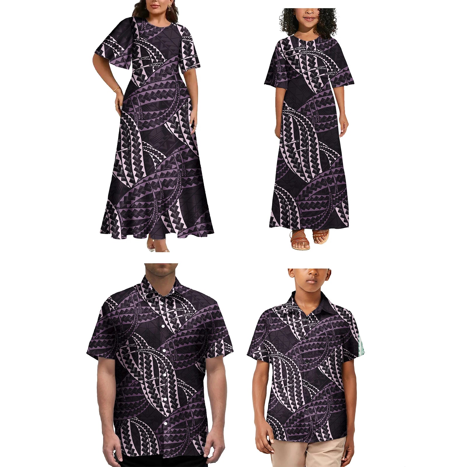 Ensemble Vêtements Enfants Polynésien — Tenue Familiale Assortie