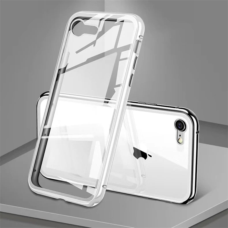 Coque magnétique 360° iPhone – Double face verre trempé et métal, protection totale
