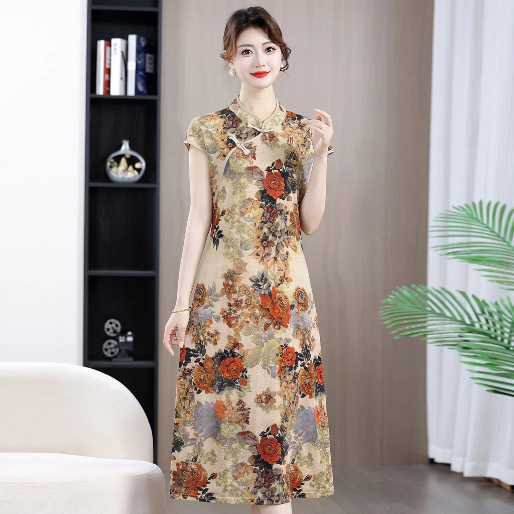 Robe Qipao Style Chinois Vintage — Streetwear Ethnique Femme
