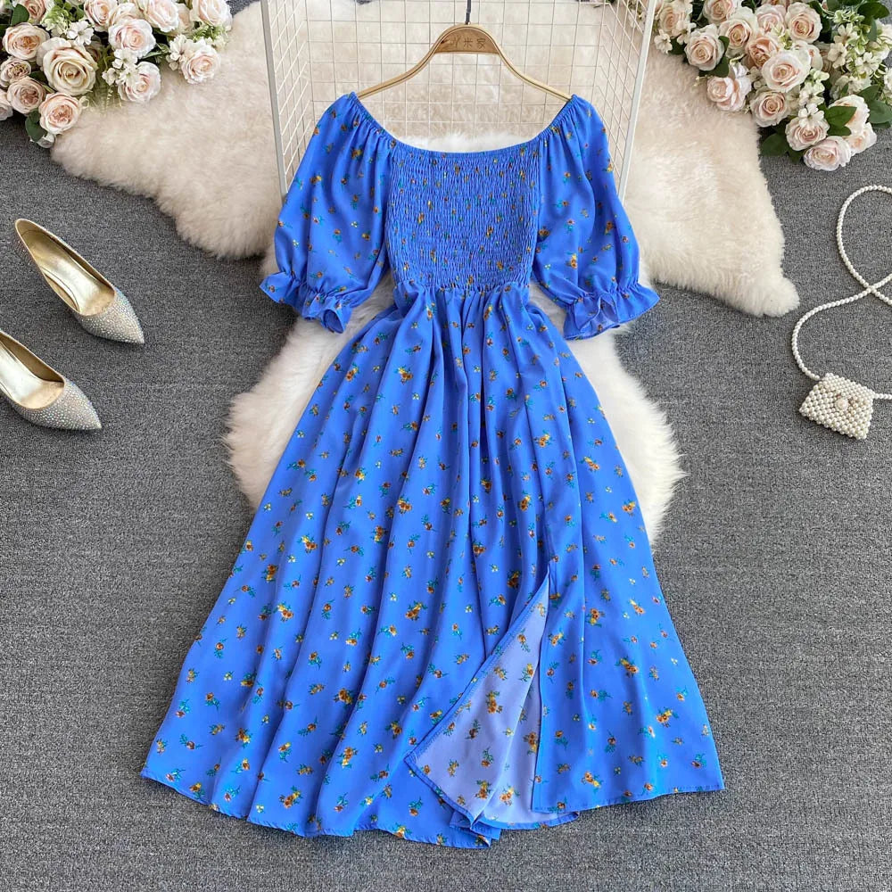Robe Longue Bohémienne À Volants — Imprimé Floral Maxi Bustier Été
