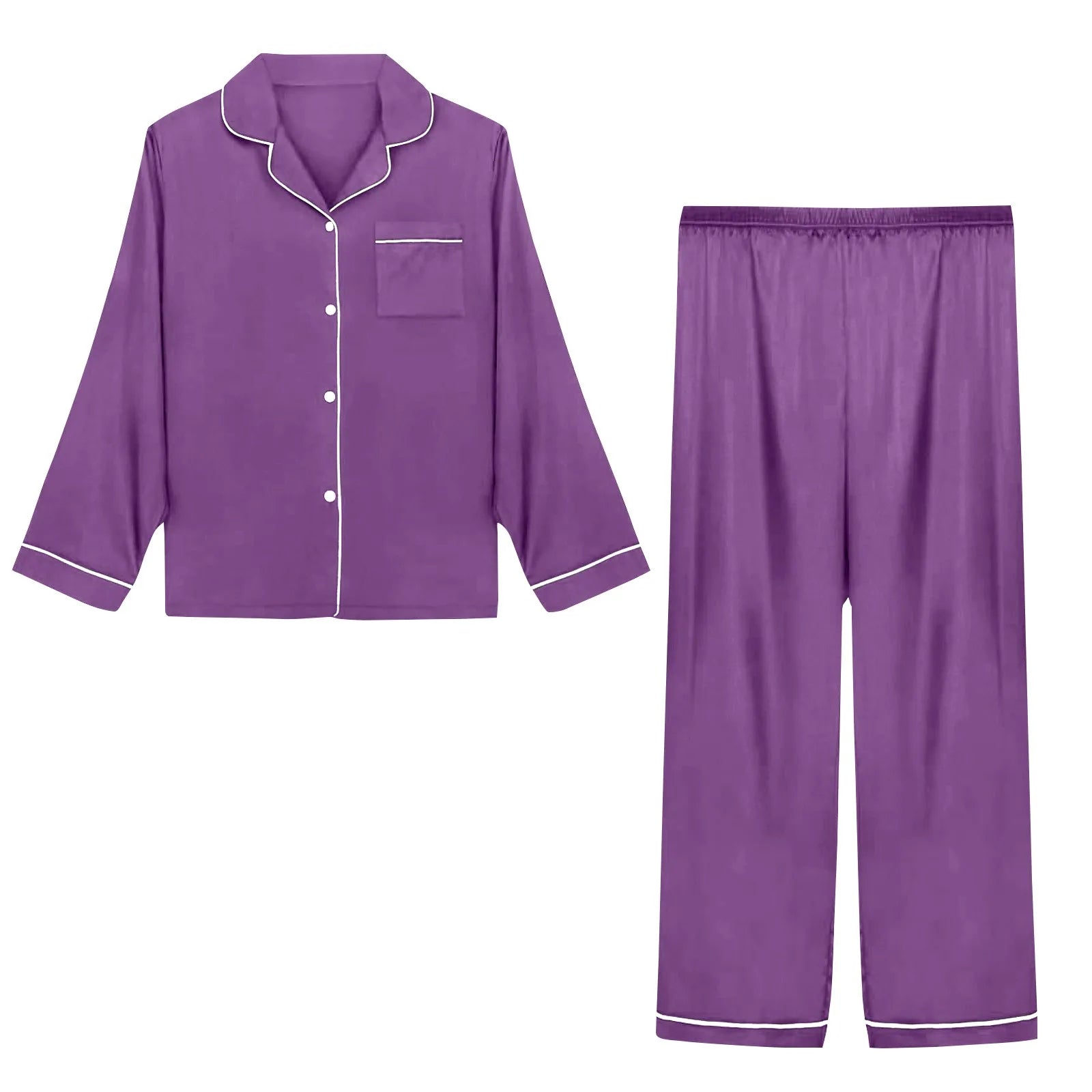 Women Pijama Sets Sleepwear Long-sleeve Cardigan Set Women Pajamas Sets Sexy Silk Polyester Female Pyjamas Home Clothing