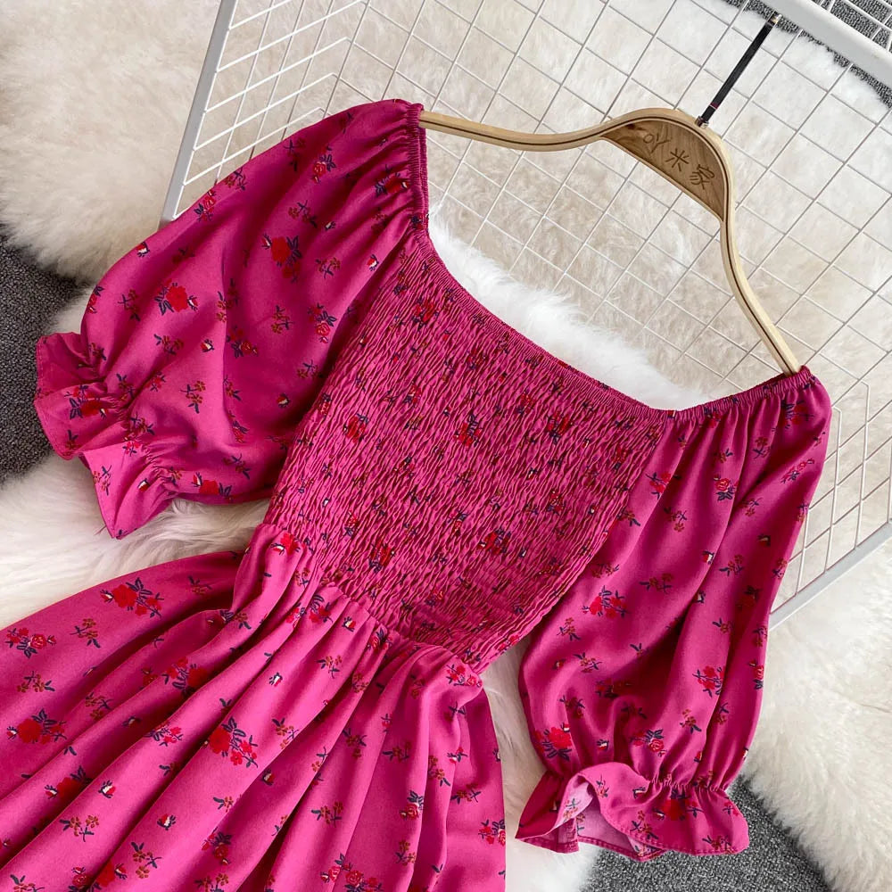 Robe Longue Bohémienne À Volants — Imprimé Floral Maxi Bustier Été