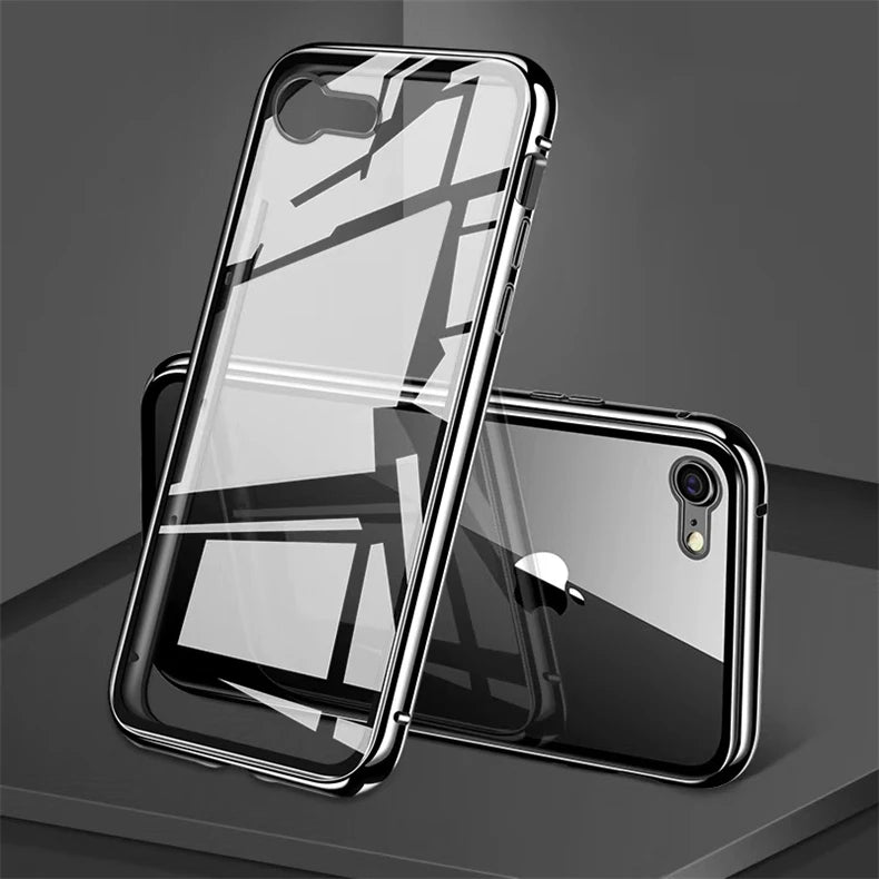 Coque magnétique 360° iPhone – Double face verre trempé et métal, protection totale