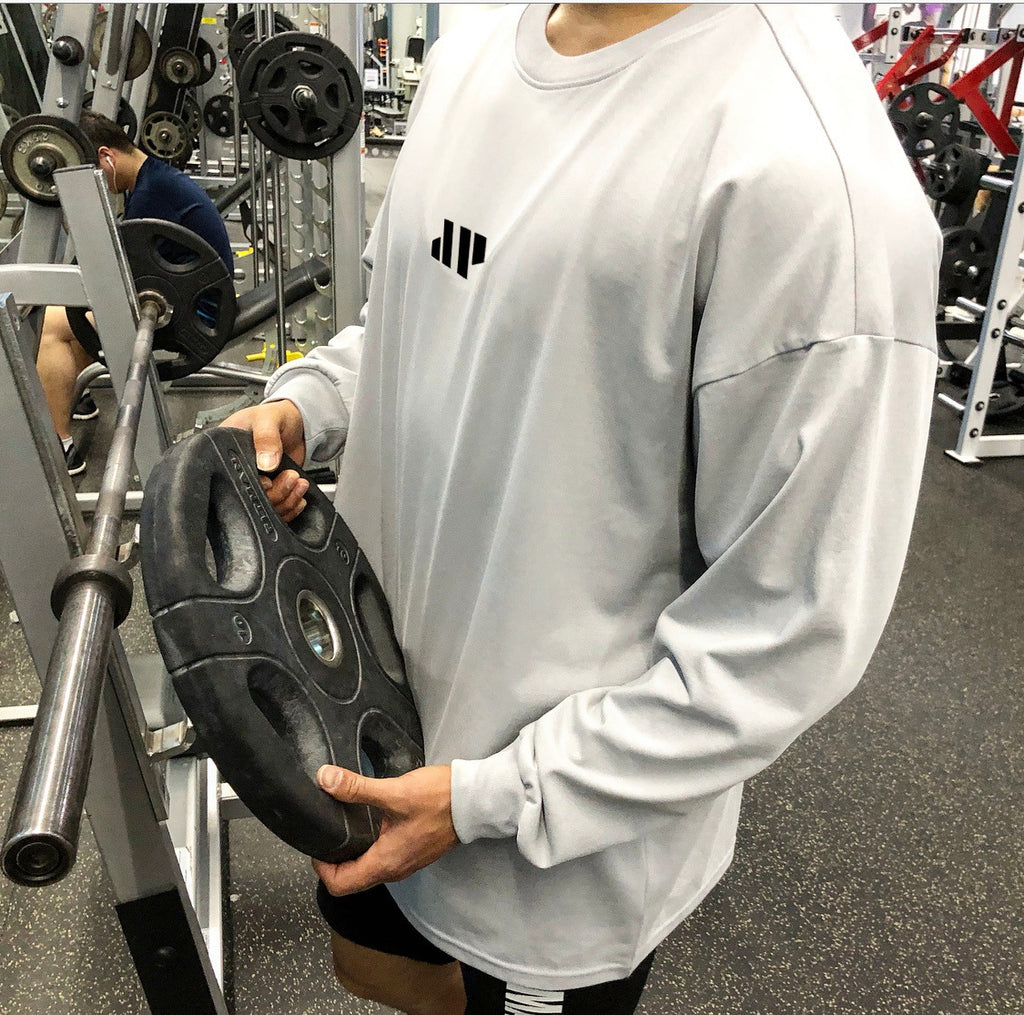 Men Long Sleeve Shirts Loose Oversize T Shirt for Men Autumn Workout Fitness Gym Hip Hop Clothing Men