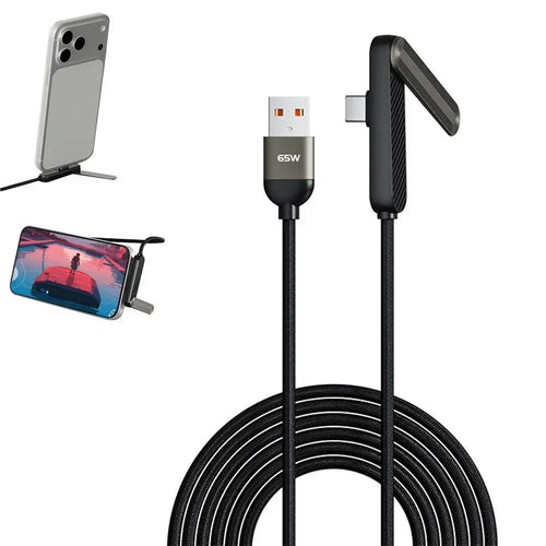 Câble 240W 2-en-1 Support Pliable pour iPhone 15-17 et Android — USB-C vers USB-C