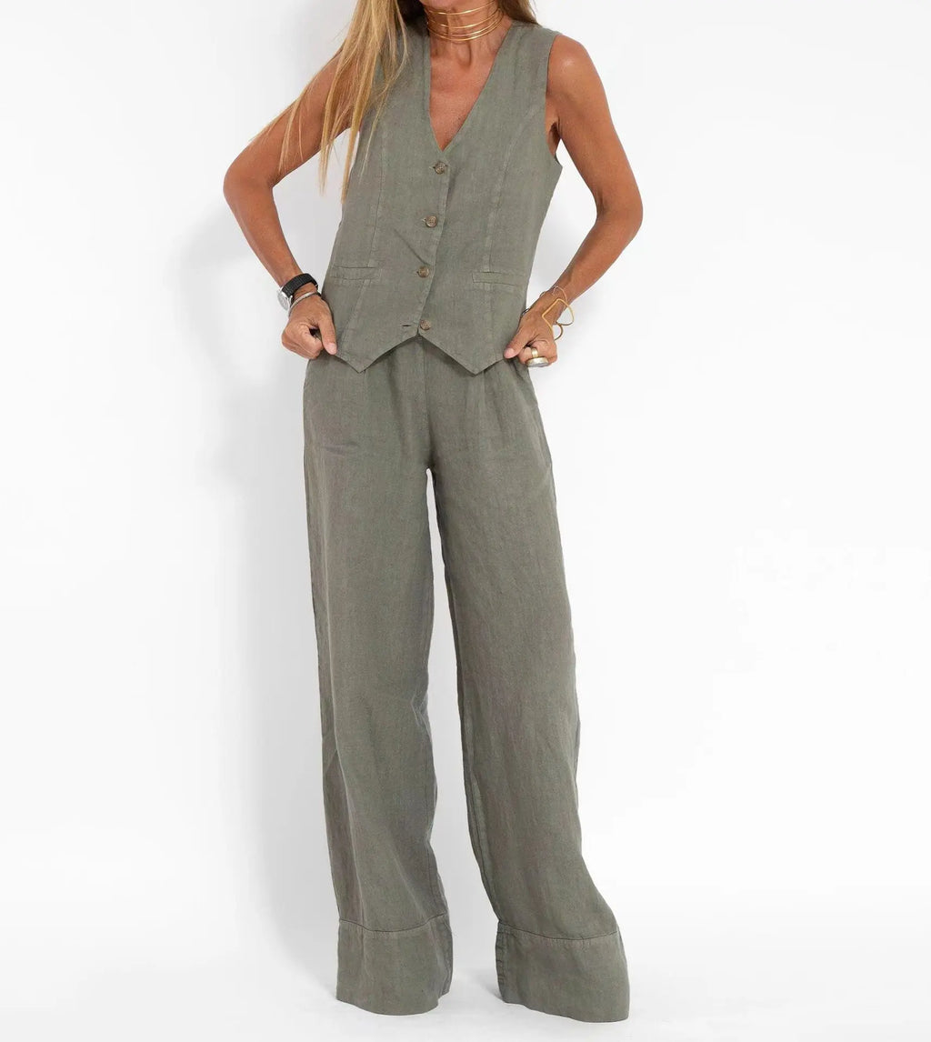 Ensemble Femme Sans Manches & Pantalon — Tenue Casual Elégante Printemps/Été 2024