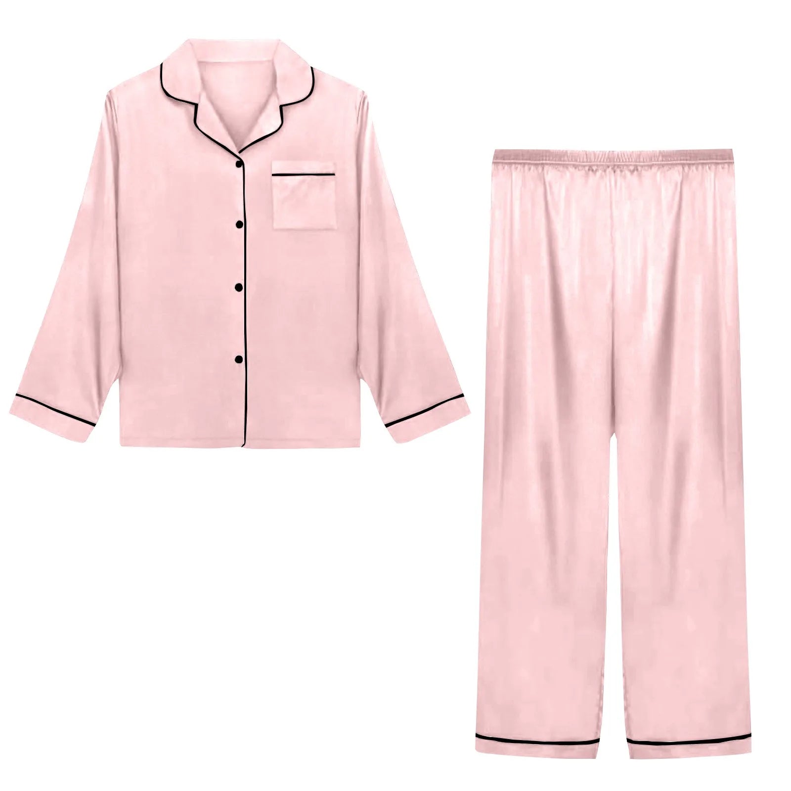 Women Pijama Sets Sleepwear Long-sleeve Cardigan Set Women Pajamas Sets Sexy Silk Polyester Female Pyjamas Home Clothing