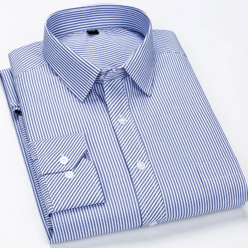 Chemise Oversize Homme 9XL — Rayures Business Casual Manches Longues Slim Fit