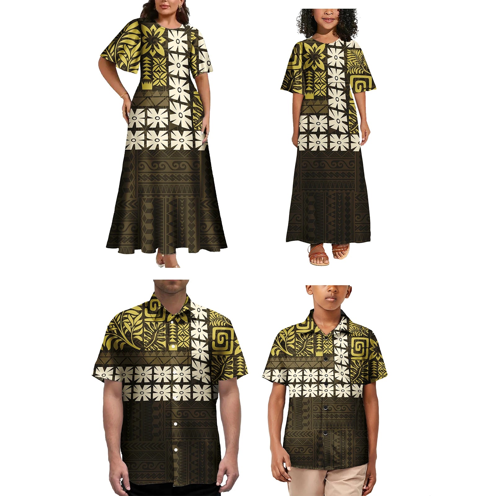 Ensemble Vêtements Enfants Polynésien — Tenue Familiale Assortie