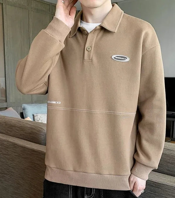 Sweatshirt Polo Oversize Homme — Style Y2K Harajuku Streetwear Baggy
