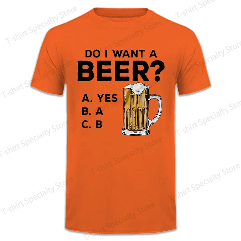 Oversized Mens T-shirts Summer Beer Print Tee Shirt Funny Beer Retro Cool Design Street Short Sleeve Top Beer Friday Men Clothes