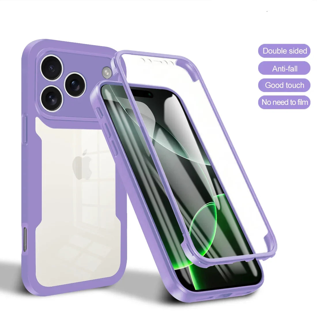 Coque 360° transparente iPhone Pro Max – Protection complète souple avant/arrière
