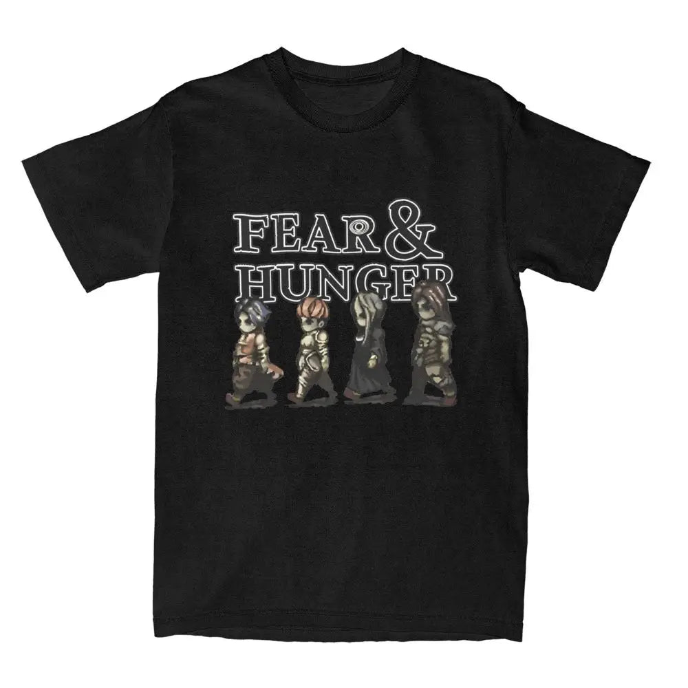 Oversized T Shirt FEAR AND HUNGER 100 Cotton T-Shirts Fashion Tshirt for Male Summer Y2K Funny Design Short Sleeve Tops