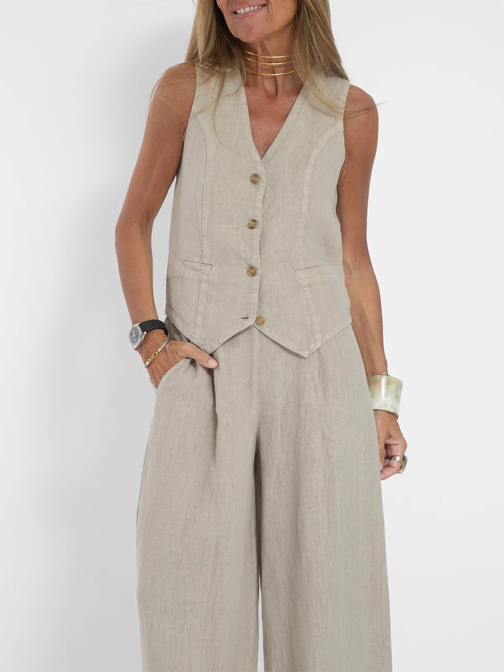 Ensemble Femme Sans Manches & Pantalon — Tenue Casual Elégante Printemps/Été 2024