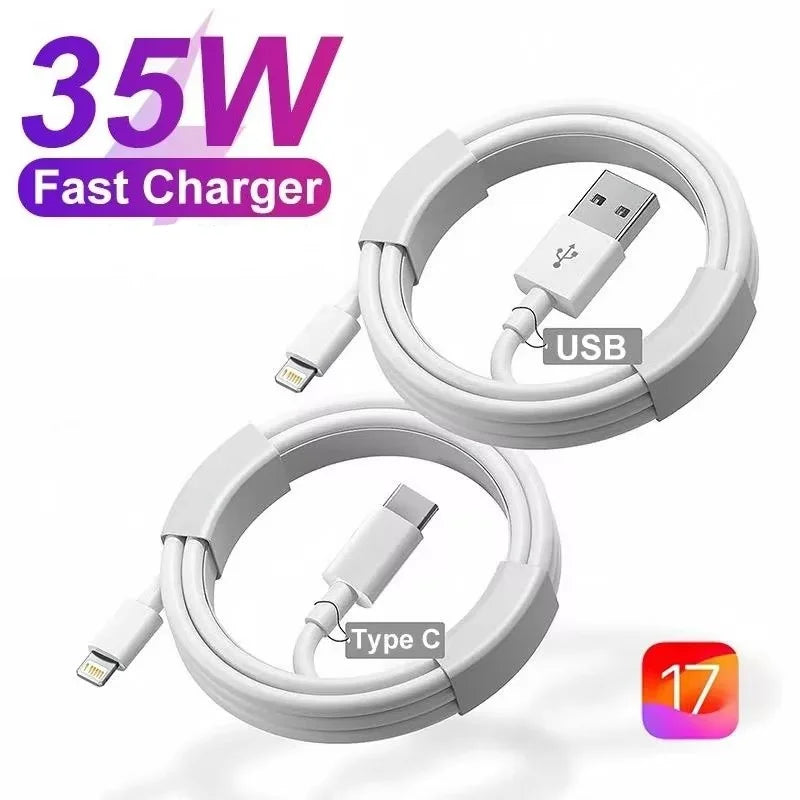Chargeur Rapide 35W USB-C pour iPhone 15 14 13 12 11 Pro Max Mini XR XS — Câble & Accessoires
