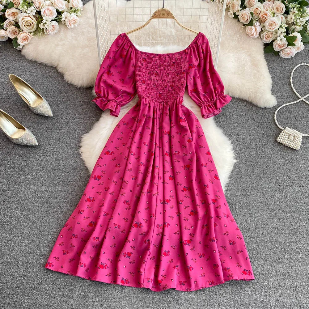 Robe Longue Bohémienne À Volants — Imprimé Floral Maxi Bustier Été