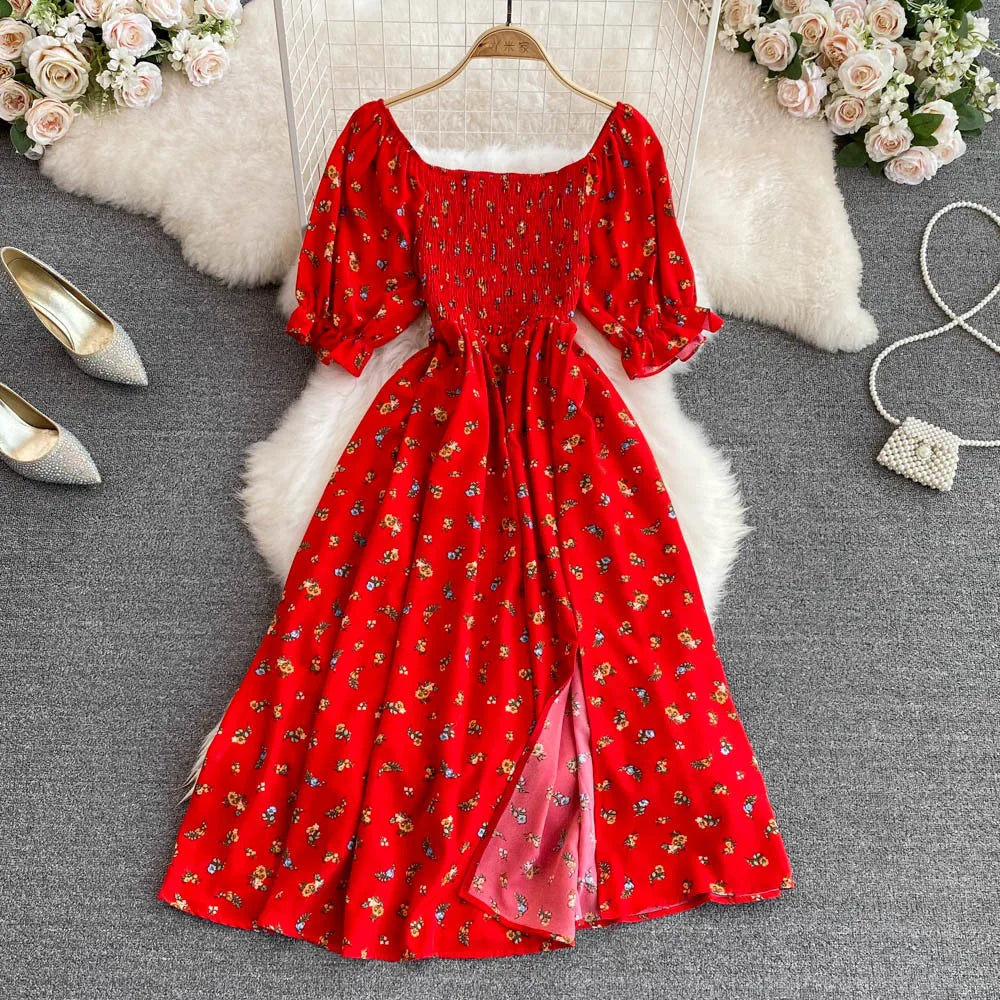 Robe Longue Bohémienne À Volants — Imprimé Floral Maxi Bustier Été