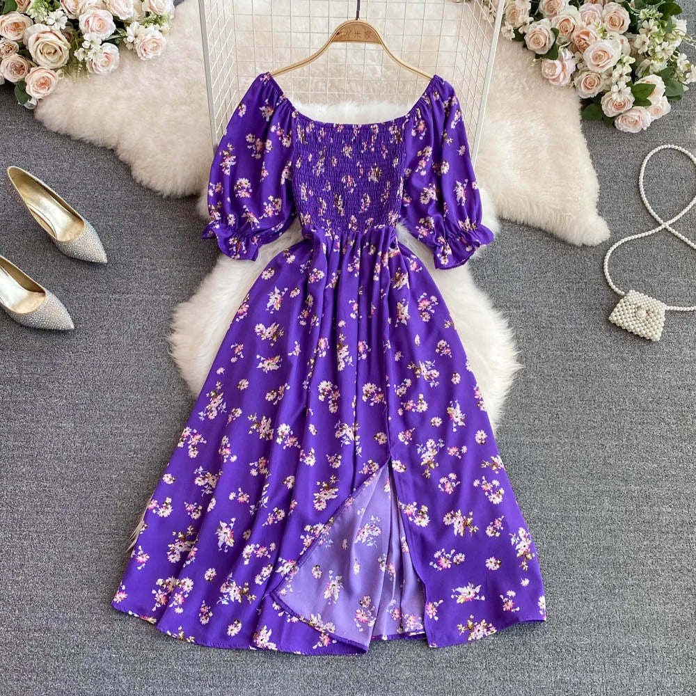 Robe Longue Bohémienne À Volants — Imprimé Floral Maxi Bustier Été
