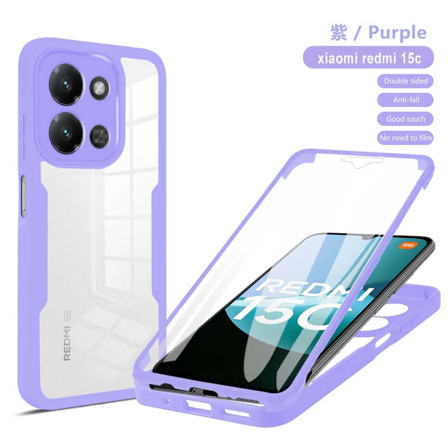 Coque 360° anti-choc Xiaomi Redmi 15C / A5 4G – Protection intégrale enveloppante