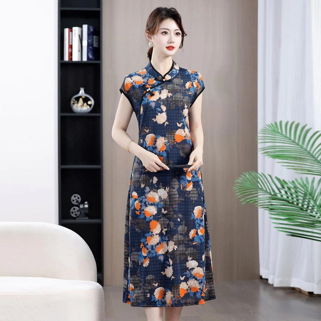 Robe Qipao Style Chinois Vintage — Streetwear Ethnique Femme
