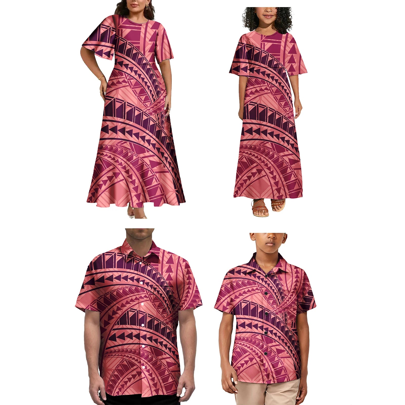 Ensemble Vêtements Enfants Polynésien — Tenue Familiale Assortie