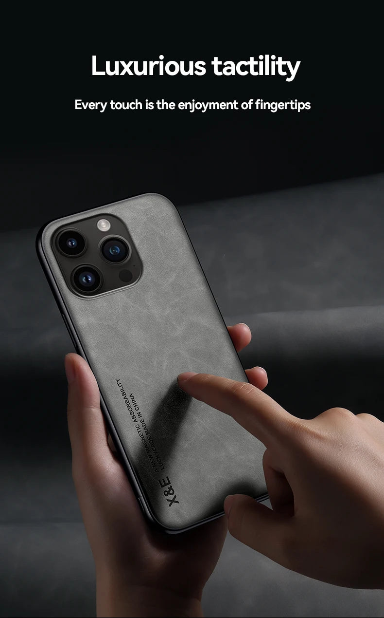 DECLAREYAO Original Luxury Light Slim Suede Leather Hard Coque For iPhone X Xs Max XR Phone Case Cover Shockproof Soft Frame