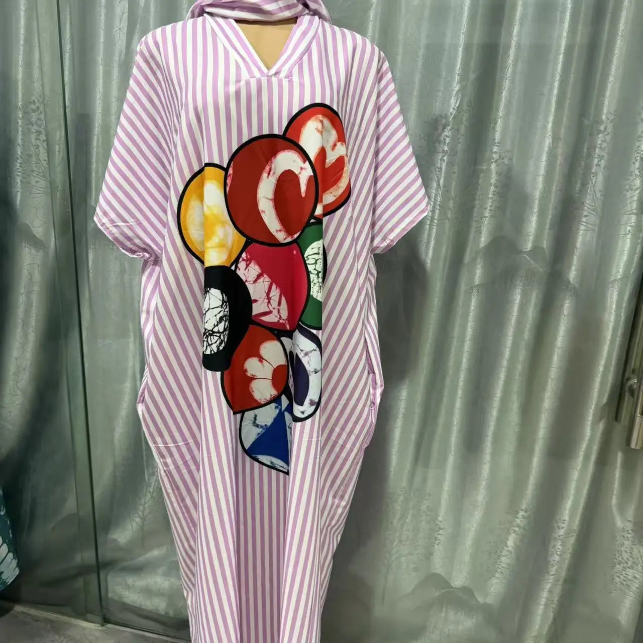 Robe Longue Femme Col V Rayée — Style Décontracté Grande Taille Automne 2026