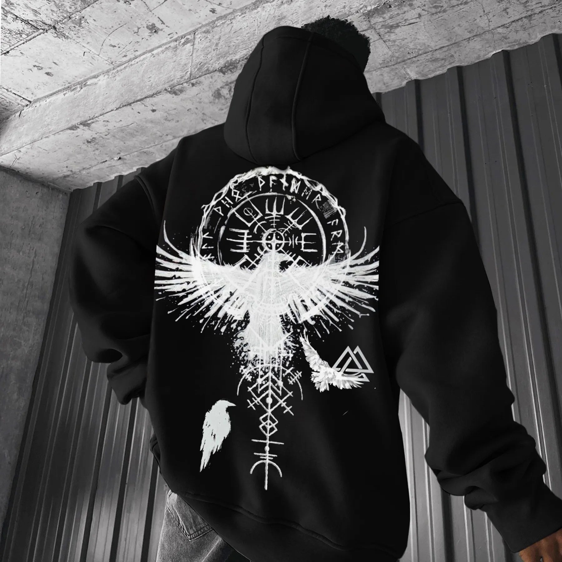 Oversized Loose Sweatshirts Mens Vintage Gothic Print Hooded Tops Streetwear Hoodies Spring Autumn Long Sleeve Sportshirts