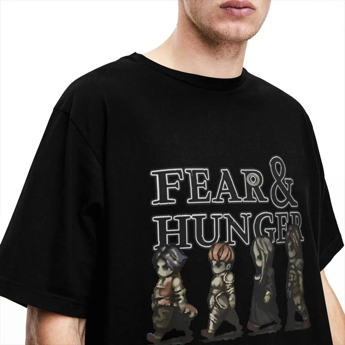 Oversized T Shirt FEAR AND HUNGER 100 Cotton T-Shirts Fashion Tshirt for Male Summer Y2K Funny Design Short Sleeve Tops