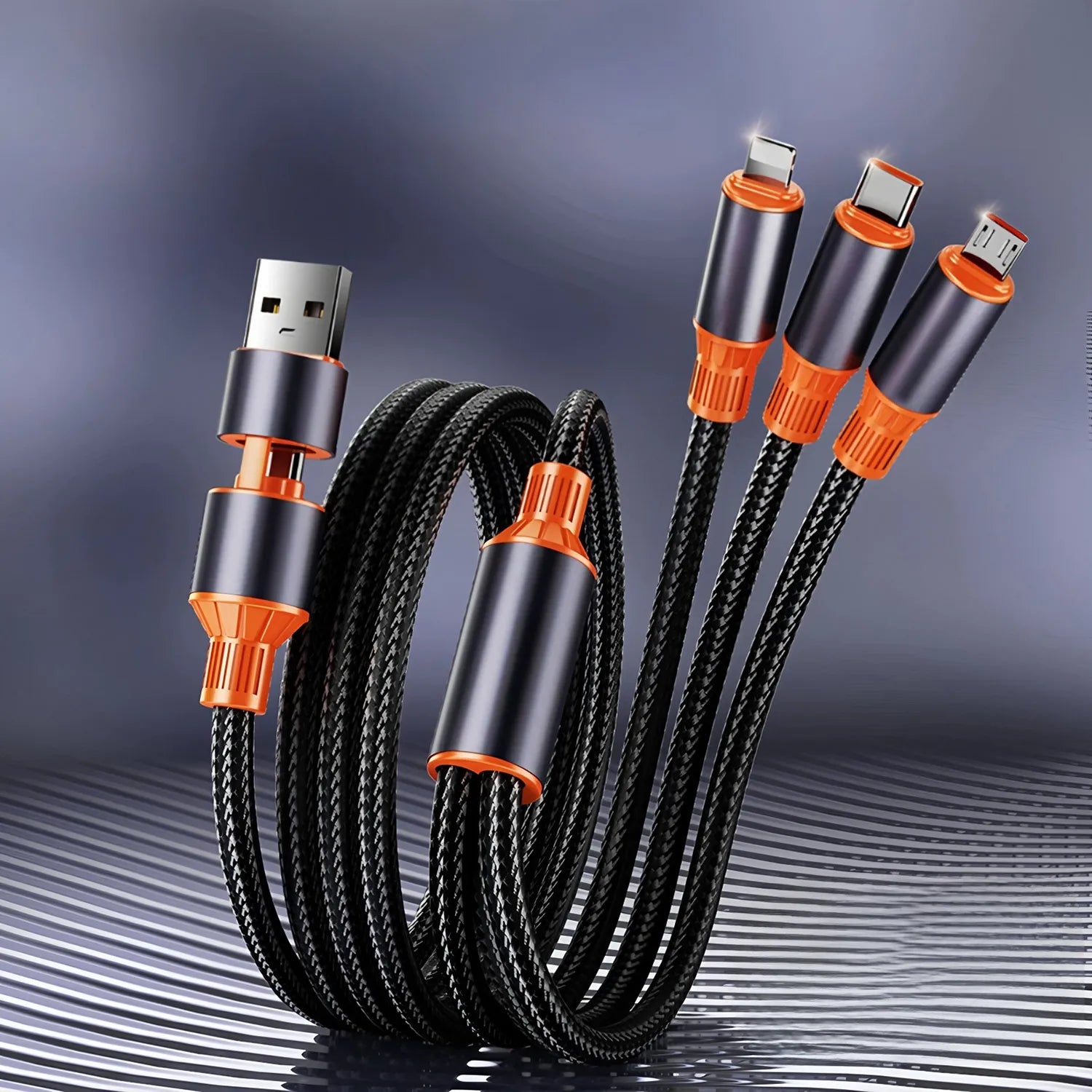 Câble Charge 3-en-1 Multi-Port USB-C Micro USB pour iPhone 15 14 13 Android