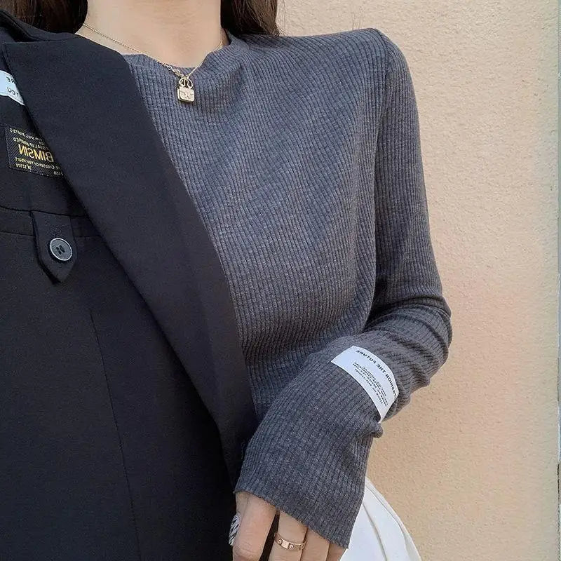 T-Shirt Femme Style Coréen — Pullover Streetwear Beige Esthétique