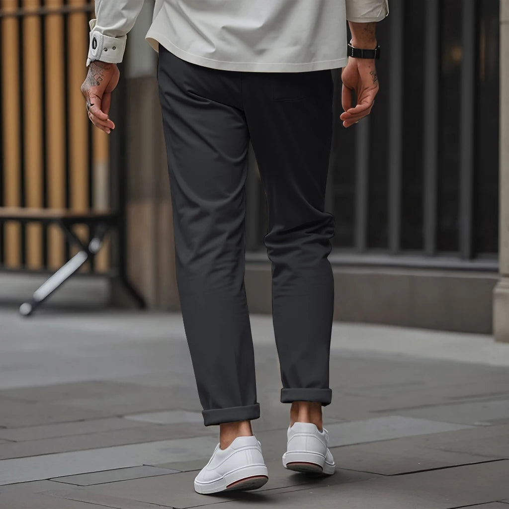 Pantalon Droit Homme Uni — Coupe Droite Confortable Été